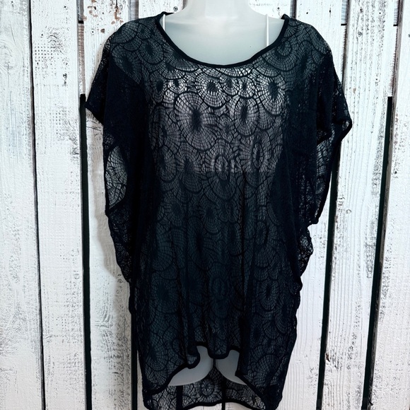Capote Mesh Lace Top Size Medium Black Tunic Scoop Neck Goth Glam Whimsigoth - Picture 1 of 11